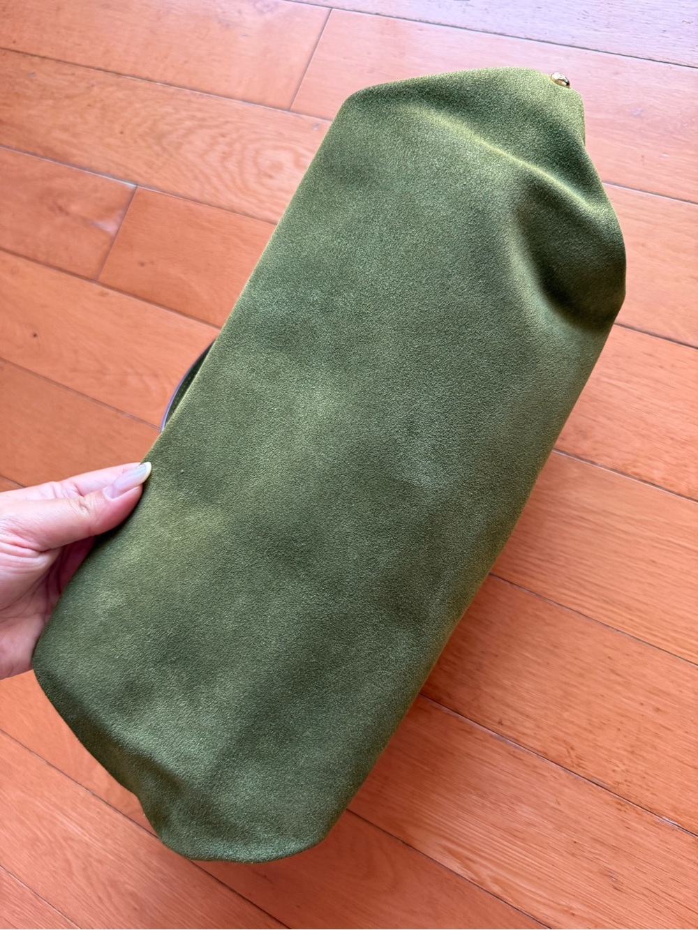 Stoney Clover Lane Suede Leather Pittsford Pouchette Shoulder Bag 29 - Olive - Picture 15 of 15
